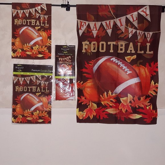 2 Flags Family Football Fall House Flag PLUS Garden FLAG Autumn Leaves - Picture 7 of 7